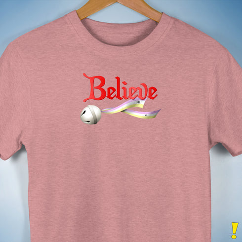 Believe Twink Pride Flag Jingle Bell Premium Unisex T-Shirt - Mauve Heather